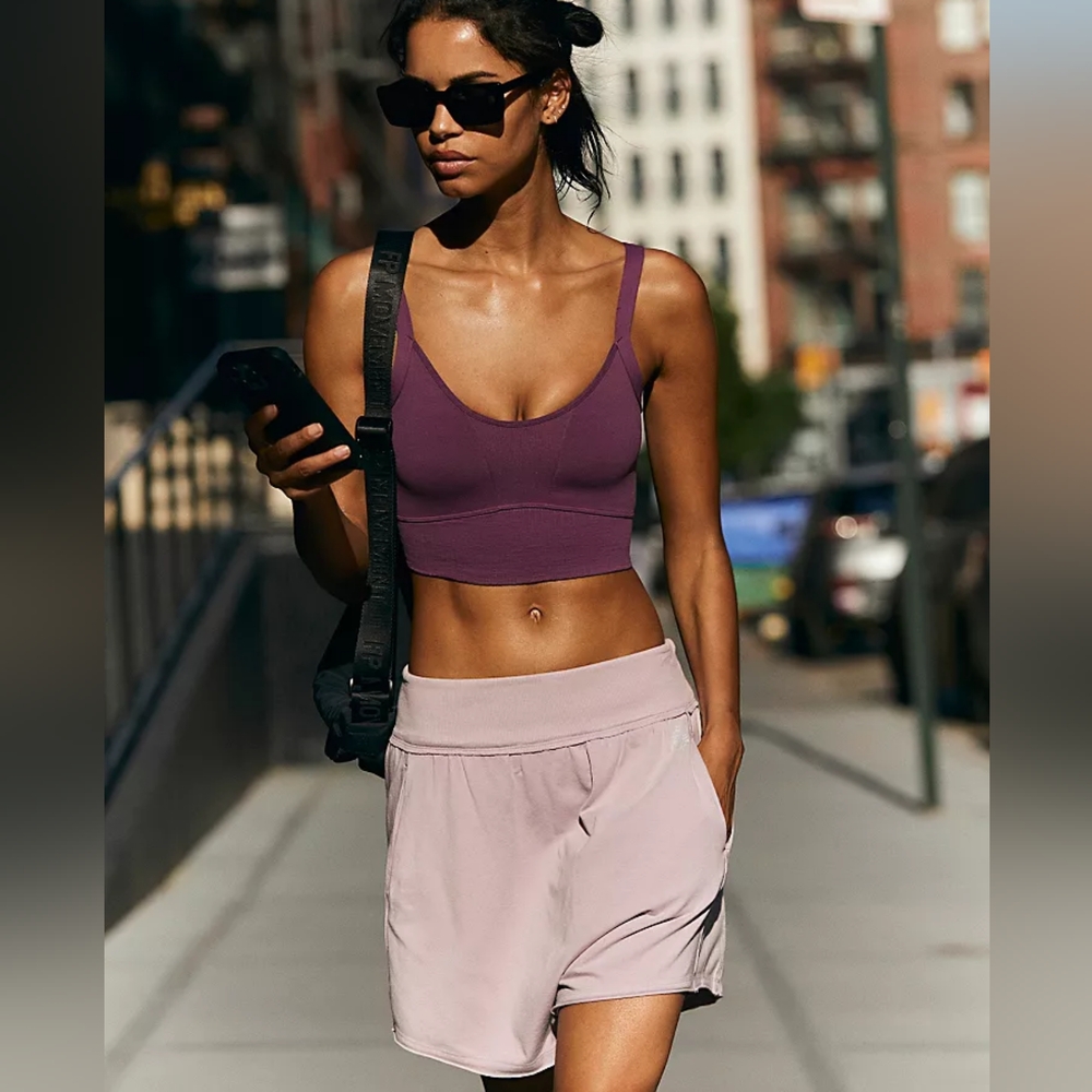 Free People Purple Athletic Shorts Lightweight Drawstring
